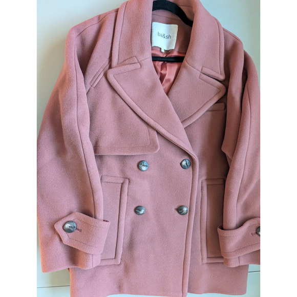 NWT Ba&sh Double Breasted Wool Coat Size 0 US 2 Pink Red - Picture 5 of 12